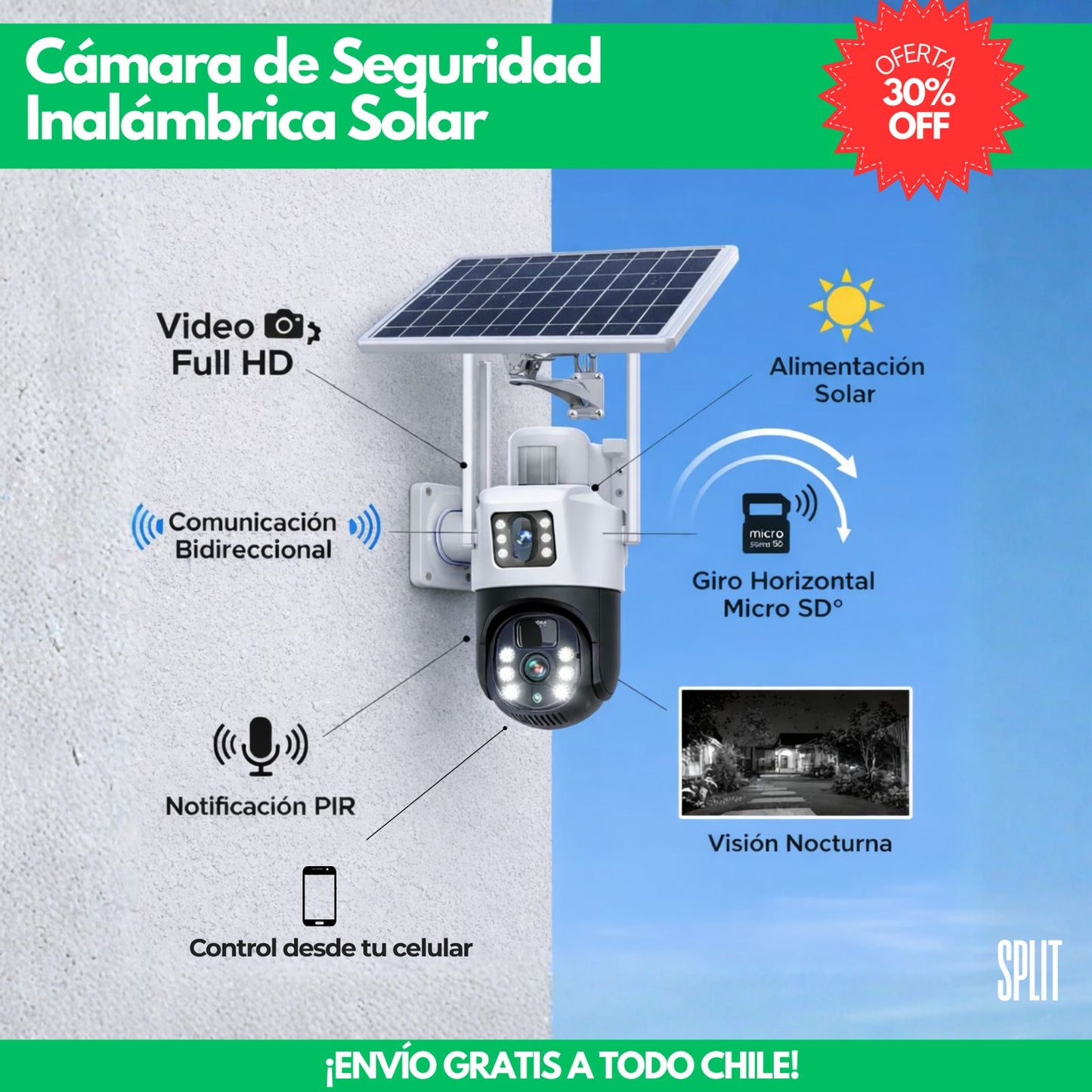 Cámara de Seguridad Inalámbrica Solar